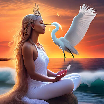 Wall Art - Digital Art - Meditation At See by Kathleen Illes