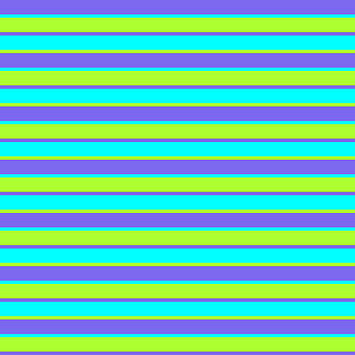 [ Thumbnail: Medium Slate Blue, Cyan, and Light Green Colored Stripes/Lines Pattern Art Print ]
