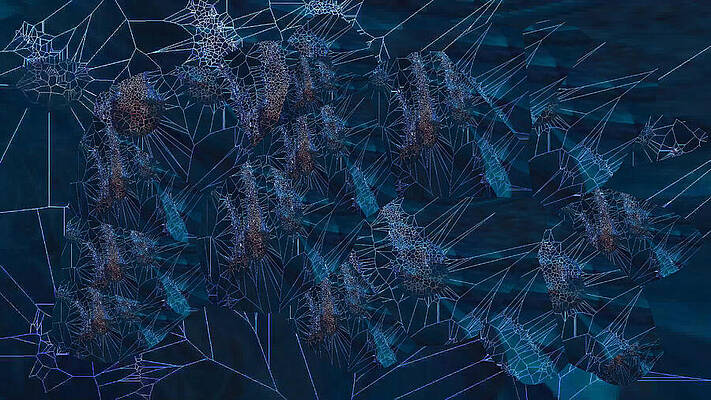 Wall Art - Mixed Media - Medusa Blue Ocean Ensemble by Stephane Poirier