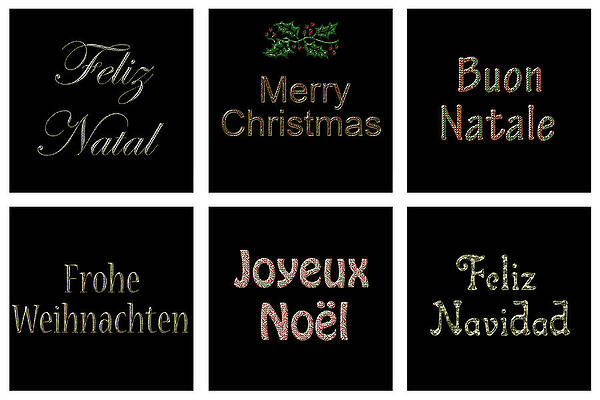 Merry Christmas six languages by David Dehner Merry Christmas six languages by David Dehner