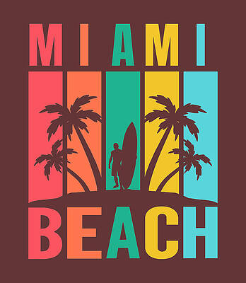 Miami Beach Florida Palm Trees Ocean Surfing by Aaron Geraud Miami Beach Florida Palm Trees Ocean Surfing by Aaron Geraud
