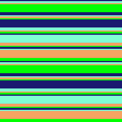 [ Thumbnail: Midnight Blue, Aquamarine, Brown, and Lime Colored Pattern of Stripes Jigsaw Puzzle ]