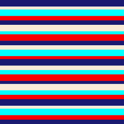 [ Thumbnail: Midnight Blue, Beige, Aqua, and Red Colored Stripes Pattern Poster ]