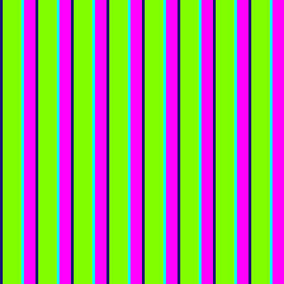 [ Thumbnail: Midnight Blue, Chartreuse, Aqua, and Fuchsia Colored Stripes/Lines Pattern Metal Print ]