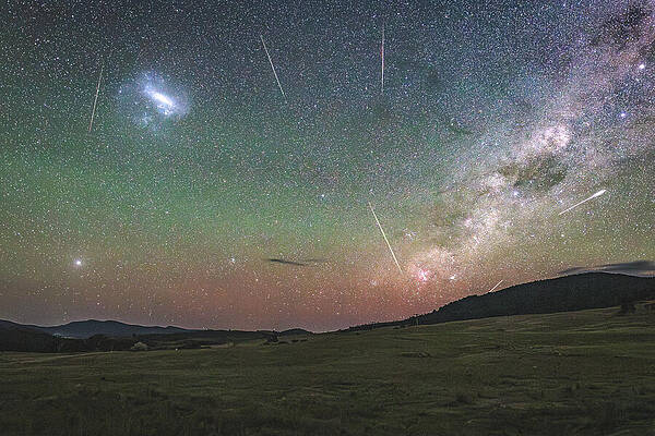 Milky Way, Aurora, Meteors and LMC Galaxy by Ari Rex