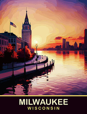 Wall Art - Digital Art - Milwaukee, Wisconsin by Long Shot