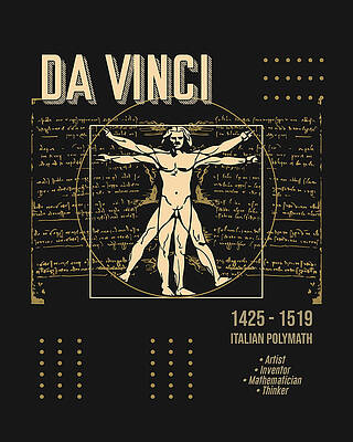 Wall Art - Digital Art - Minimal Science Posters - Leonardo Da Vinci 01 - Artist, Inventor, Mathematician by Studio Grafiikka