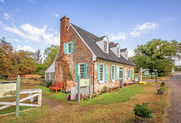 Wall Art featuring the photograph Mobjack And The Cole Digges House At Yorktown Main St Quarter View - Oil Painting Style by Rachel Morrison