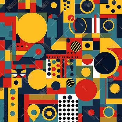 Wall Art - Digital Art - Modernist pattern with geometric shapes in primary colors by Andre Petrov