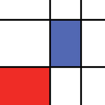 Mondrian Pattern 4 - Minimal Colorful Geometric Pattern - Red, Blue by Studio Grafiikka Mondrian Pattern 4 - Minimal Colorful Geometric Pattern - Red, Blue by Studio Grafiikka