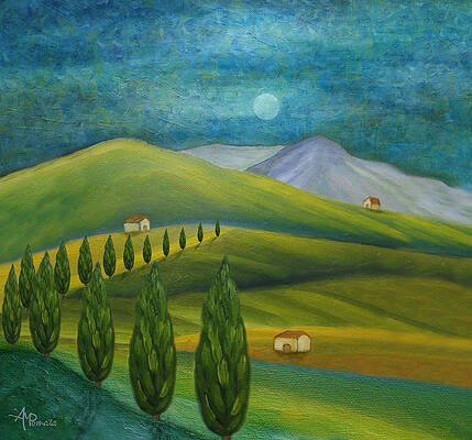 Wall Art - Painting - Moon Holding A Light by Angeles M Pomata