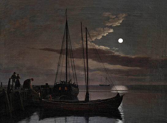 Moonlight picture Print by Christoffer Wilhelm Eckersberg