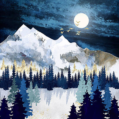 Wall Art - Digital Art - Moonlit Snow by Spacefrog Designs