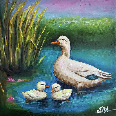 Wall Art - Painting - Mother Goose and Babes by Diana Haronis