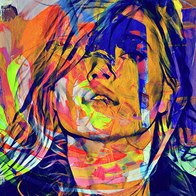 Wall Art - Painting - Motiv Kate Moss Deep Blue - Ultra HD by Felix von Altersheim by Felix Von Altersheim