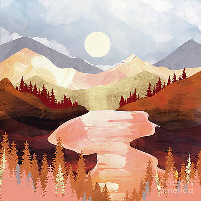 Wall Art - Digital Art - Mountain Forest Lake by Spacefrog Designs