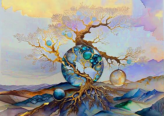 Wall Art - Digital Art - Multiverse Tree by Eris And AI