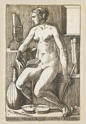  Musica inventor fuit Orpheus et Linus Print by Giulio Bonasone