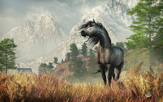Mustang in the Mountain Wind by Daniel Eskridge