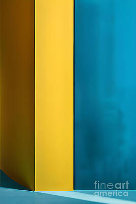 Wall Art - Digital Art - Mustard and Teal Color Blocks by Jeff Creation