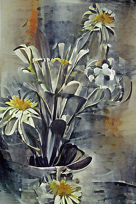 Muted Daisies in A Vase Abstract Watercolor by David Dehner Muted Daisies in A Vase Abstract Watercolor by David Dehner