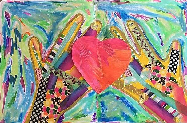 Heart In Hands Canvas Wall Art by Jody Thomas