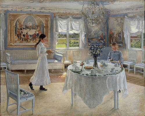 Wall Art - Painting - Namnsdag A Day of Celebration. Date/Period 1902. Painting. Oil on canvas. by Fanny Brate