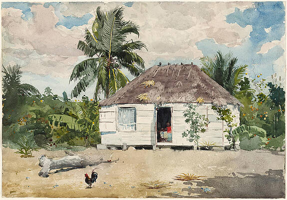 Native hut at Nassau Print by Winslow Homer