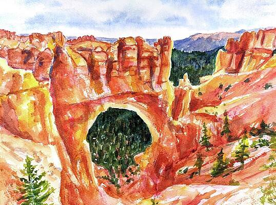 Natural Bridge Bryce Canyon Utah by Carlin Blahnik CarlinArtWatercolor Natural Bridge Bryce Canyon Utah by Carlin Blahnik CarlinArtWatercolor