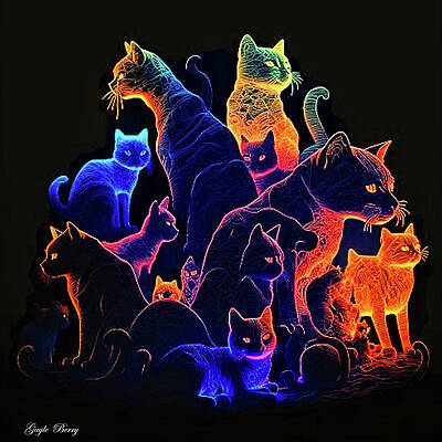 Neon Cat Art for Sale - Fine Art America