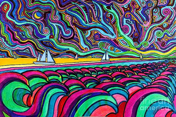 Wall Art - Drawing - Night Sail by Robert Yaeger