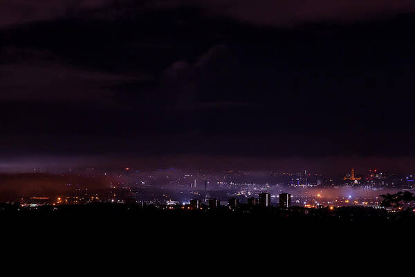 Wall Art - Photograph - Nighttime fog in Glasgow 2 by Chris Chapman