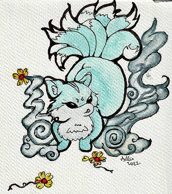Wall Art - Painting - Nine Tailed Fox by Allie Lily