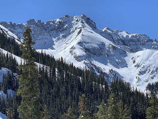  Photograph - No wind just snow on the top of Telluride Mountain by Suzy Lang