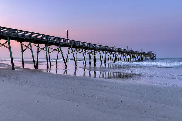 Wall Art - Photograph - North Carolina Oceana Fishing Pier Reflections at Dawn by Donna Twiford