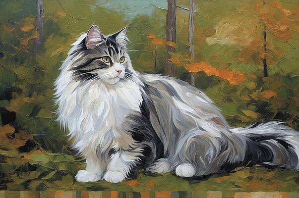 Wall Art - Digital Art - Norwegian Forest Cat and the Woodland Shadows by Don Northup