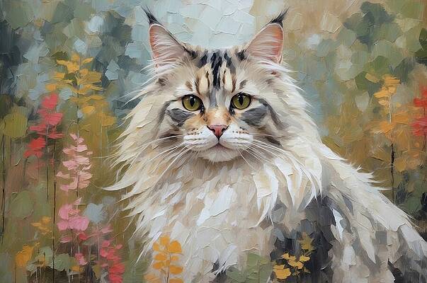 Wall Art - Digital Art - Norwegian Forest Cat at the Edge of the Forest by Don Northup