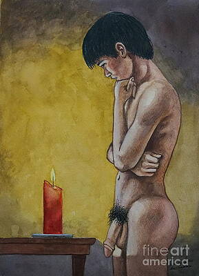 Nude Model Edwin admiring the candle by Christopher Shellhammer Nude Model Edwin admiring the candle by Christopher Shellhammer