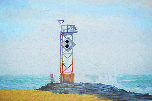 Ocean City Inlet Jetty Light Marker Impressionistic by Bill Swartwout Ocean City Inlet Jetty Light Marker Impressionistic by Bill Swartwout