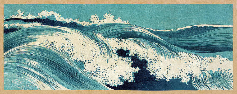 Ocean Waves, Hato zu, 1900 (Illustration), by Uehara Konen. Overlaid with text: “Grief, when it comes, is nothing like we expect it to be. … Grief has no distance. Grief comes in waves, paroxysms, sudden apprehensions that weaken the knees and blind the eyes and obliterate the dailiness of life. Virtually everyone who has ever experienced grief mentions this phenomenon of “waves.” 
             - Joan Didion, The Year of Magical Thinking
