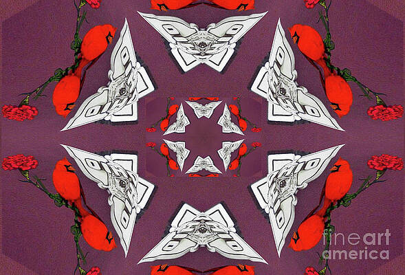 Ohio Flag and Cardinal Fractal-2 by Charles Robinson Ohio Flag and Cardinal Fractal-2 by Charles Robinson