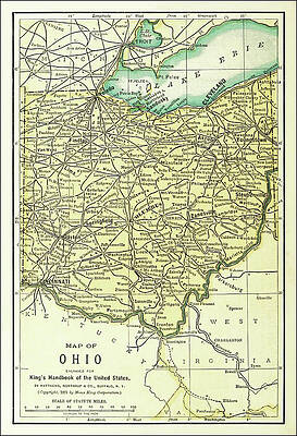 Wall Art - Drawing - Ohio Vintage Map 1891 by Carol Japp