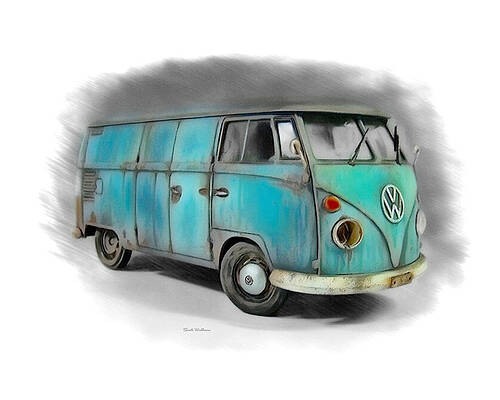 Old 1967 VW Bus Transporter Type 2 Sketch by Scott Wallace Digital Designs Old 1967 VW Bus Transporter Type 2 Sketch by Scott Wallace Digital Designs