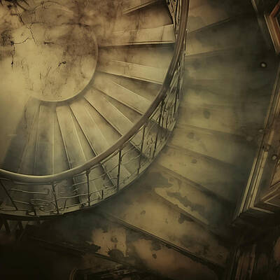 Wall Art - Digital Art - Old Marble Circular Staircase Landing by Yo Pedro