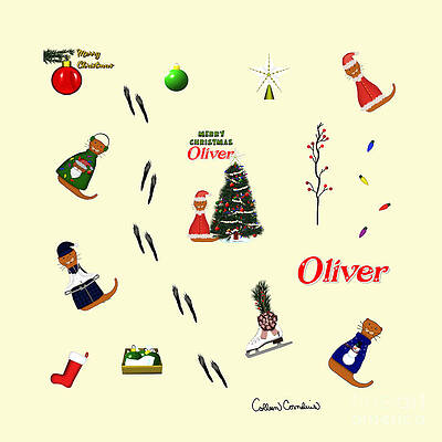Wall Art - Digital Art - Oliver The Otter Christmas Random Pattern by Colleen Cornelius