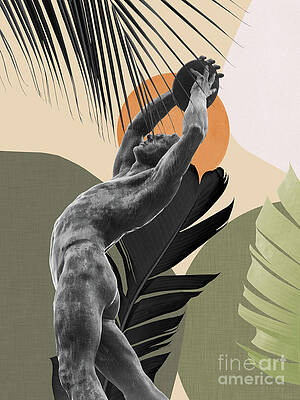  Mixed Media - Olympic Discus Thrower Abstract Finesse #1 #wall #art  by Anita Bella Jantz