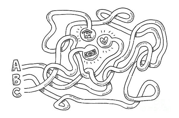 Wall Art - Drawing - Option Game Love House Money Icons Drawing by Frank Ramspott