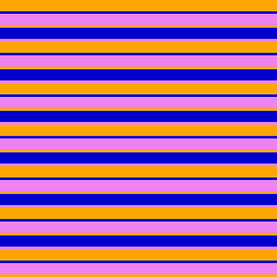 [ Thumbnail: Orange, Blue, and Violet Colored Striped Pattern Metal Print ]