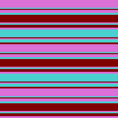 [ Thumbnail: Orchid, Turquoise, and Maroon Colored Lines Pattern Art Print ]