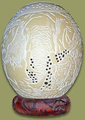 Carved Ostrich Eggs